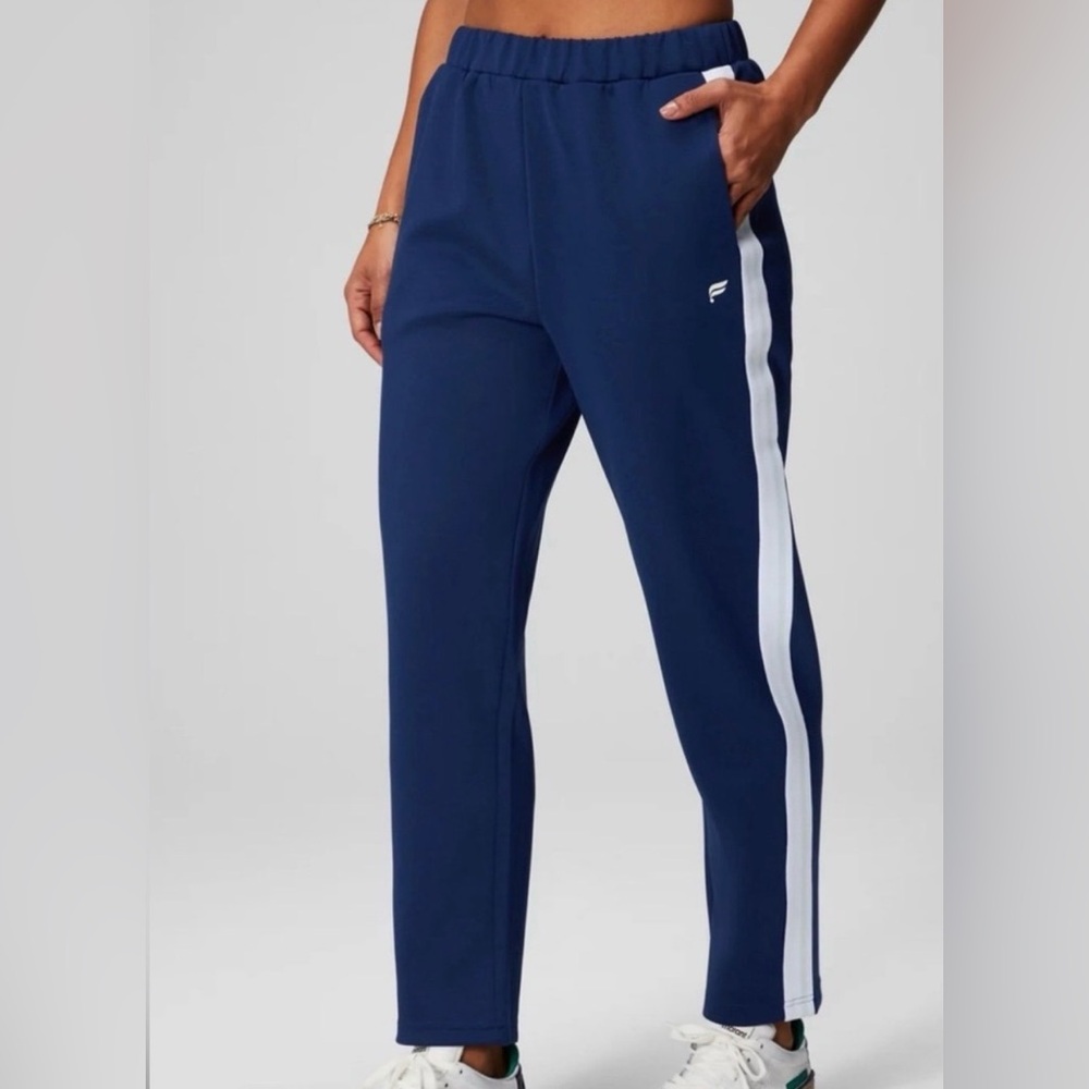FABLETICS L Tricot tapered navy-white woman pocket track pants activewear casual